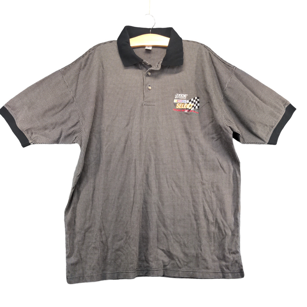 NASCAR Select Polo Shirt Men's XL Short Sleeve Gray Black Houndstooth Logo